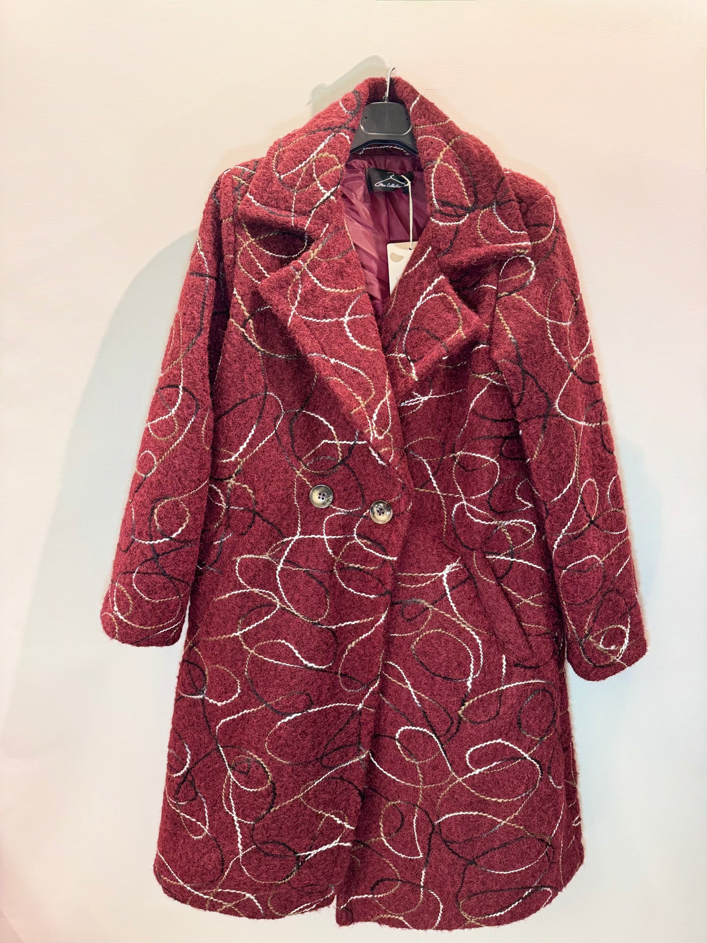 Cappotto Bordeaux in lana cotta