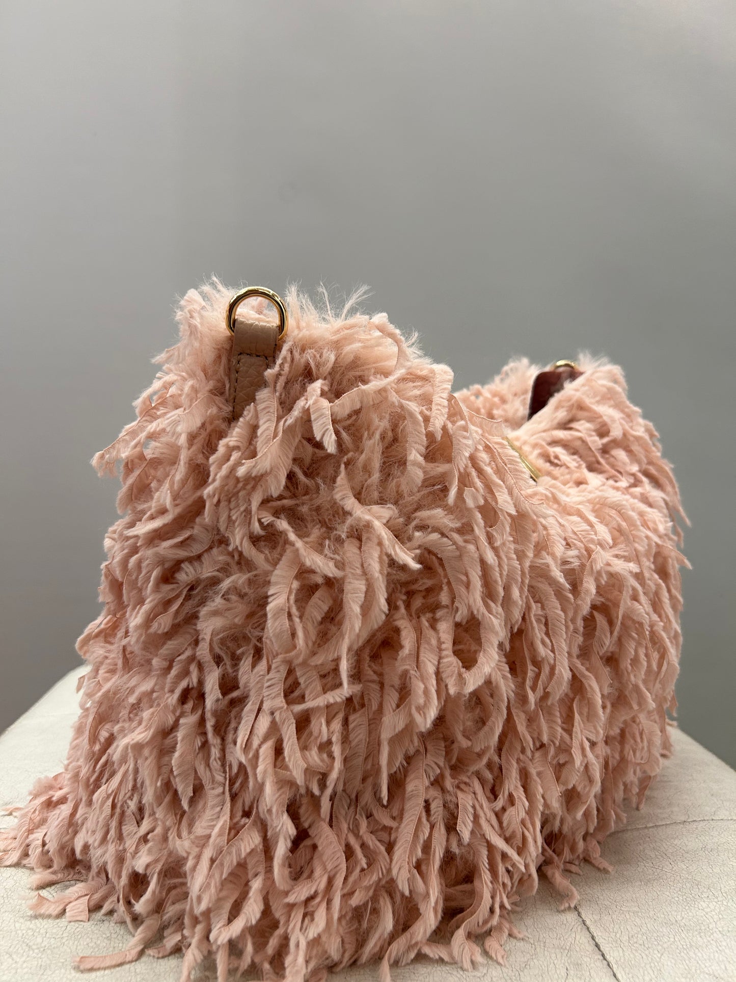 Borsa a mano Rosa con pelo