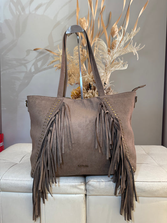 Borsa a spalla con frange