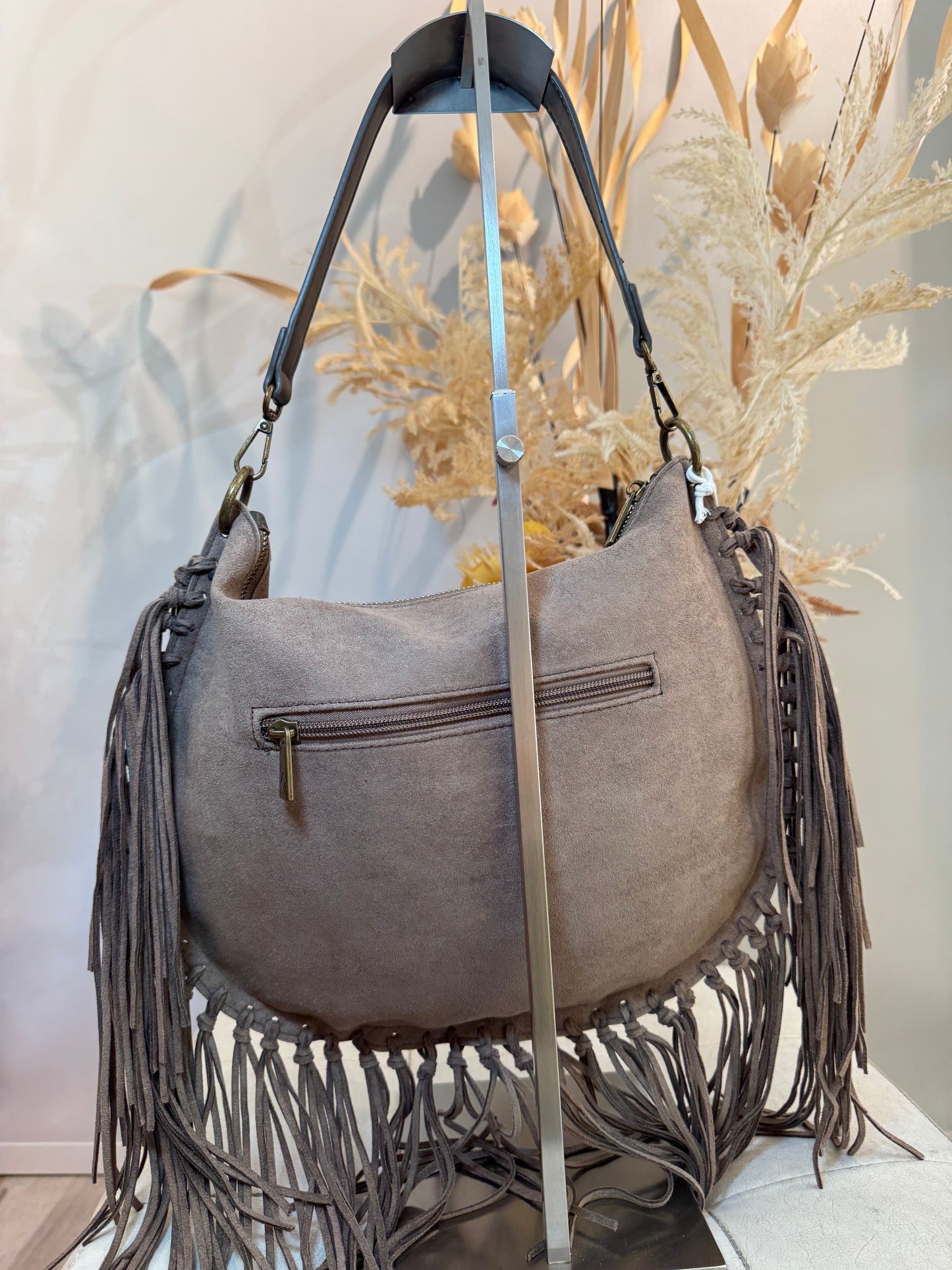 Borsa a spalla con frange