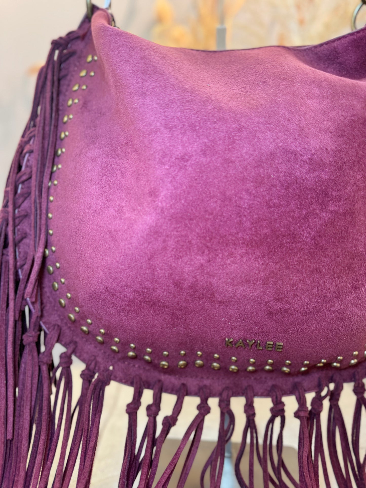 Borsa con frange bordeaux