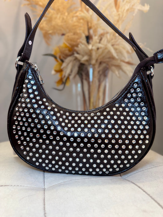 Borsa a mano con brillantini Cioccolato