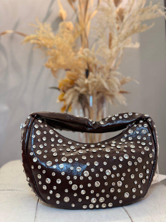 Borsa marrone con brillantini