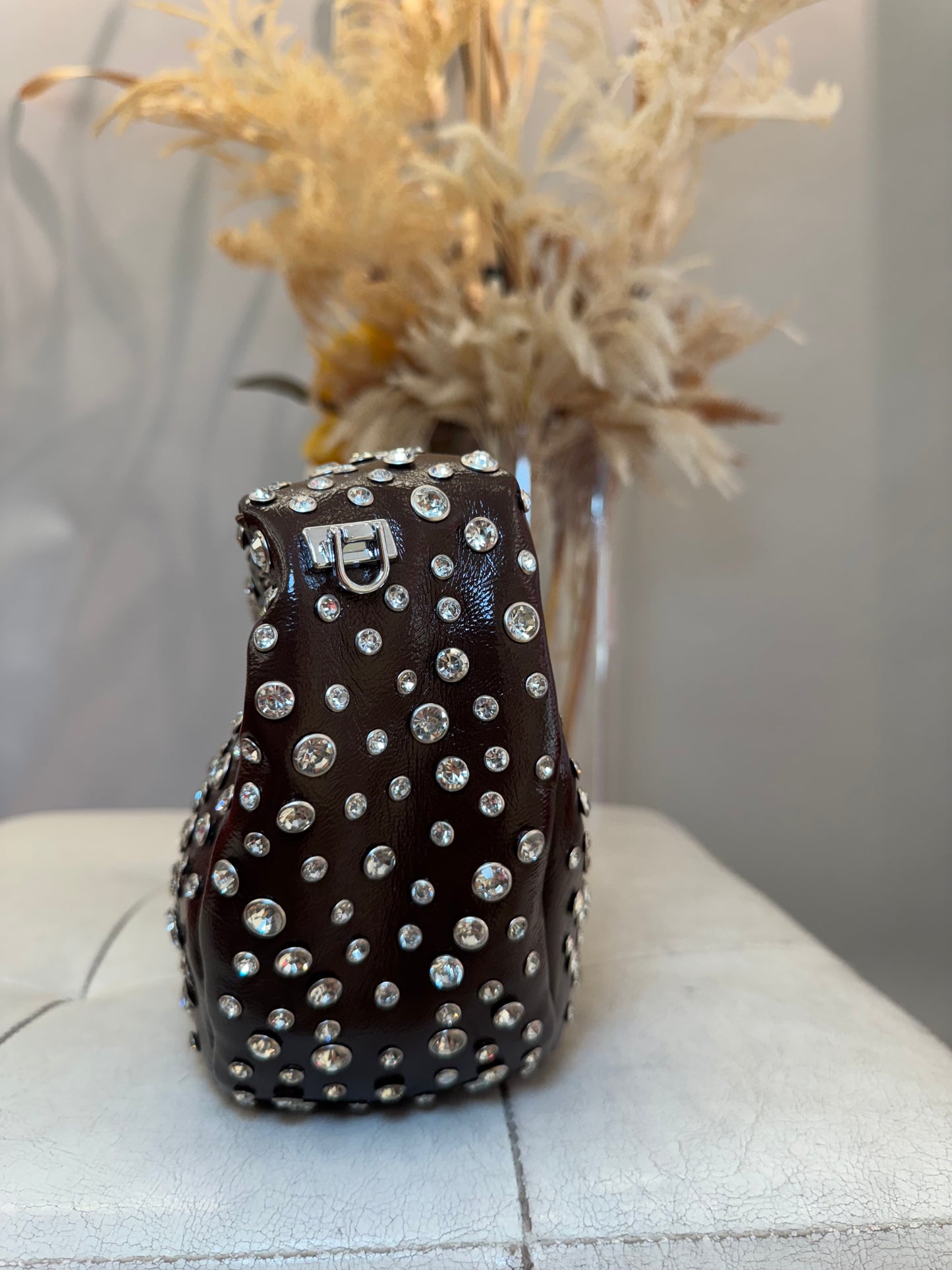 Borsa marrone con brillantini