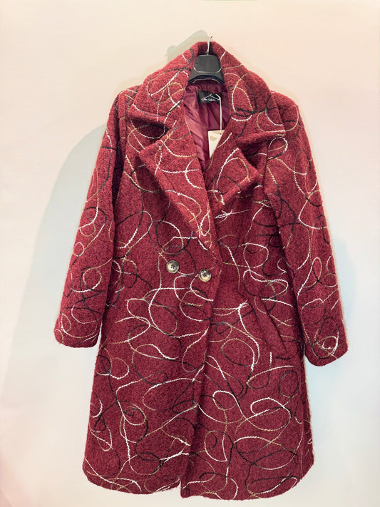Cappotto Bordeaux in lana cotta