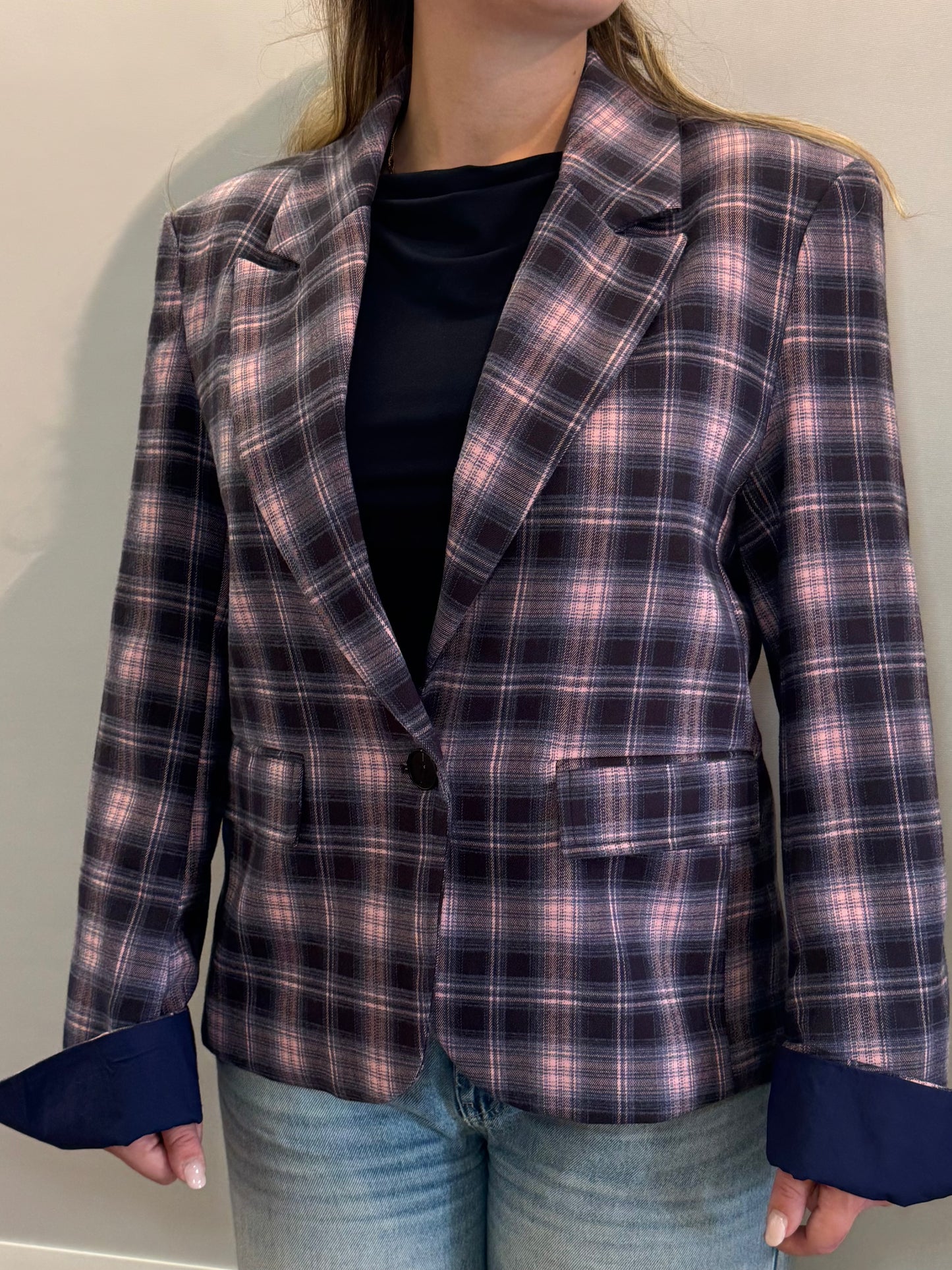 Giacca strutturata Blu/Rosa