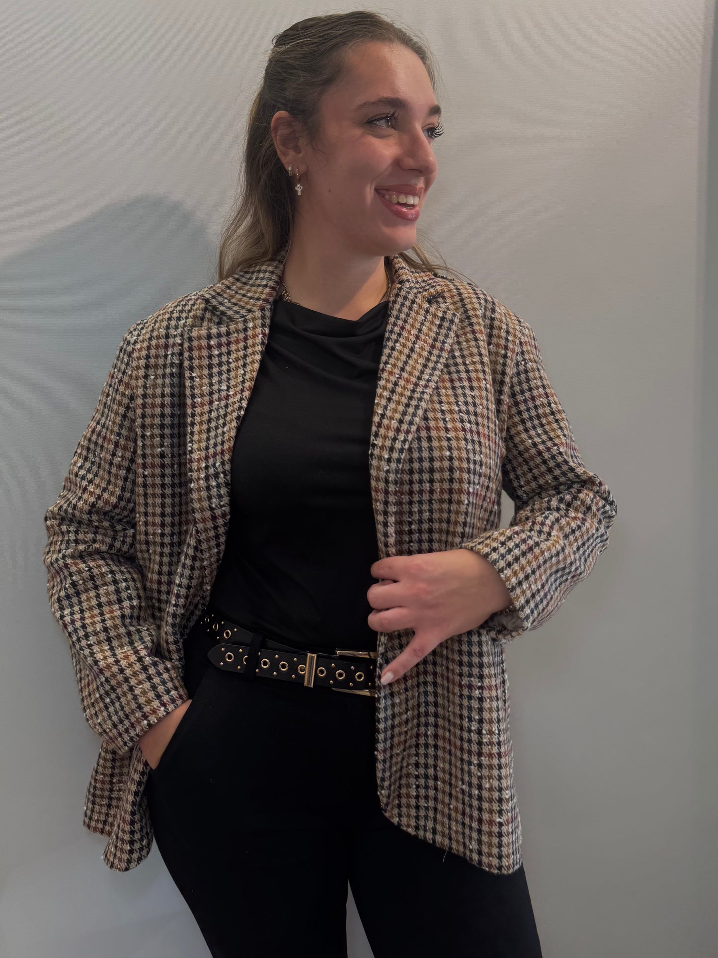 Giacca pied poule colorata