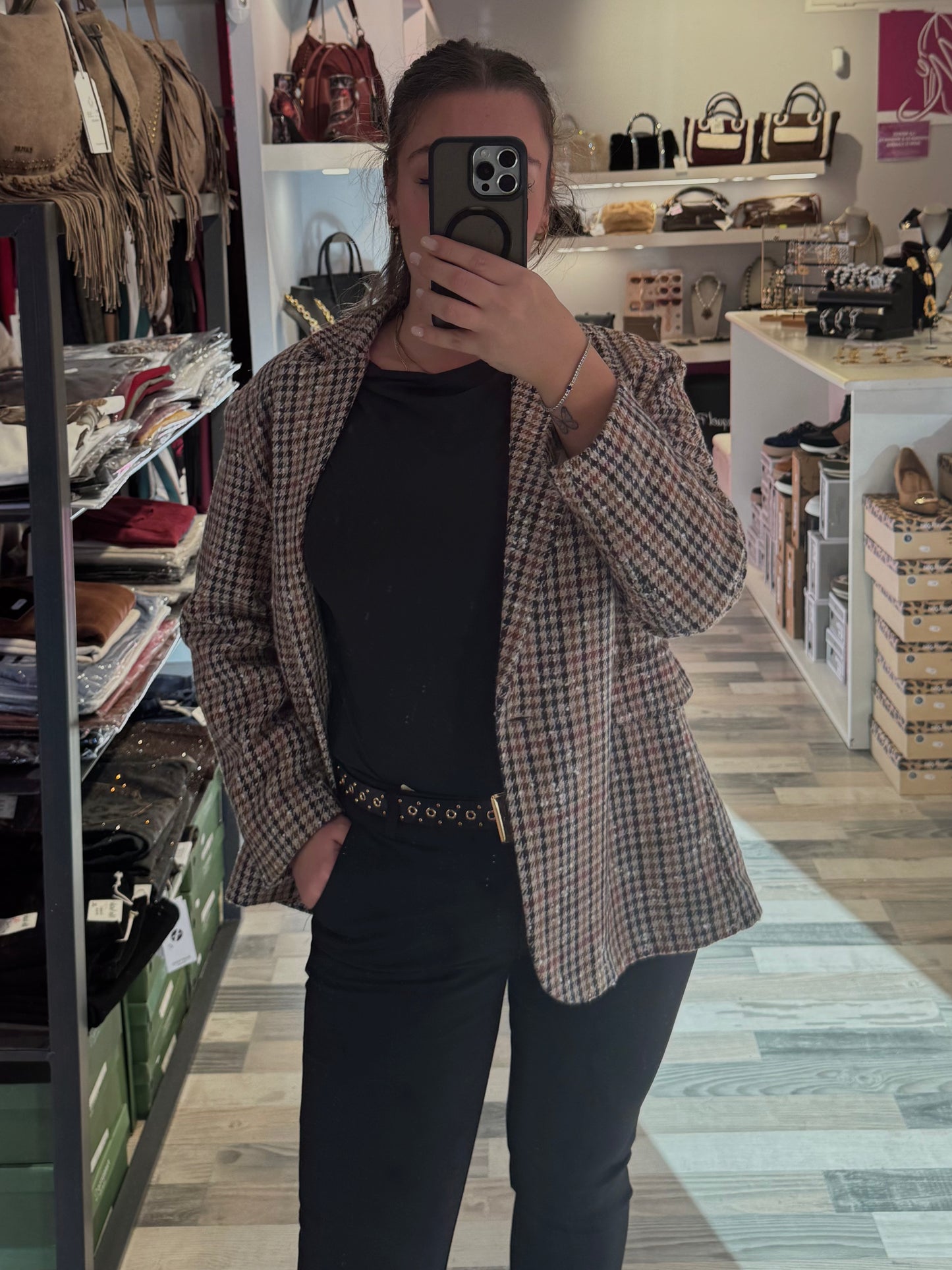 Giacca pied poule colorata