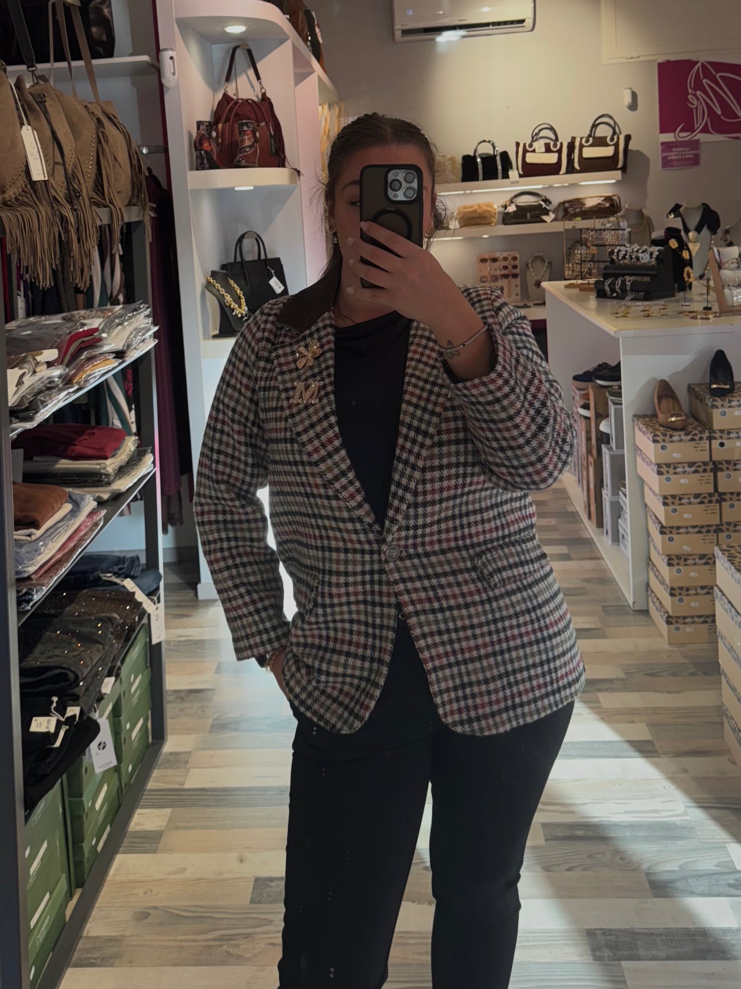 Giacca strutturata pied poule con dettagli