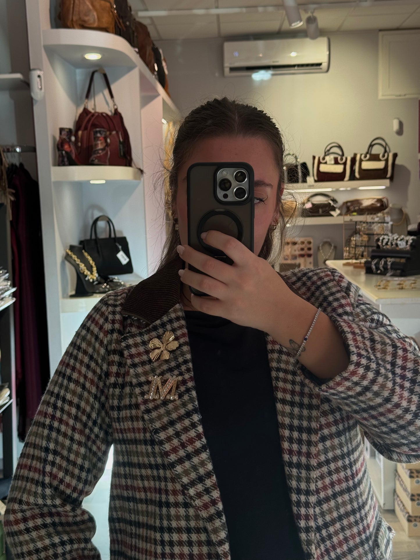 Giacca strutturata pied poule con dettagli