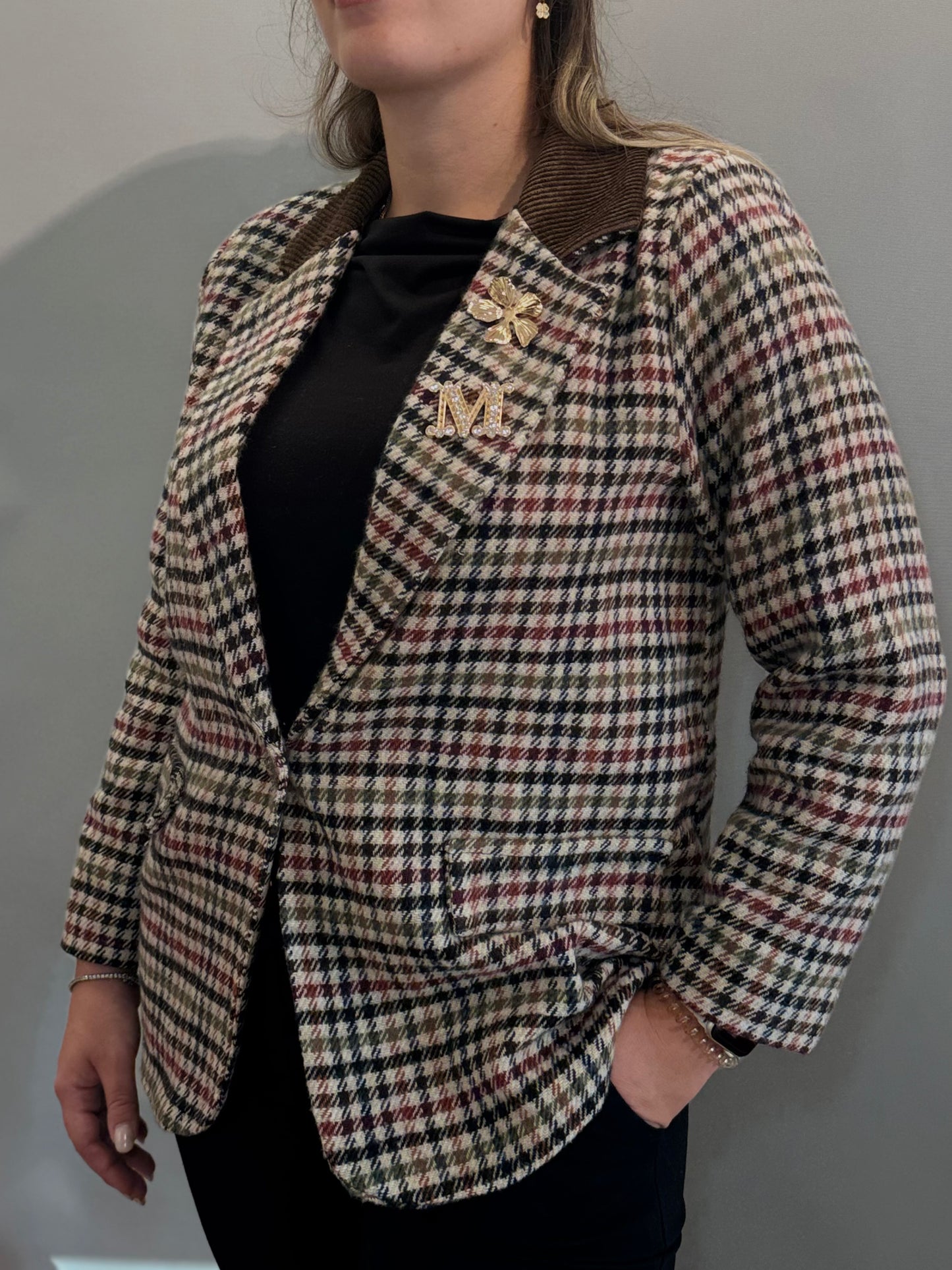 Giacca strutturata pied poule con dettagli