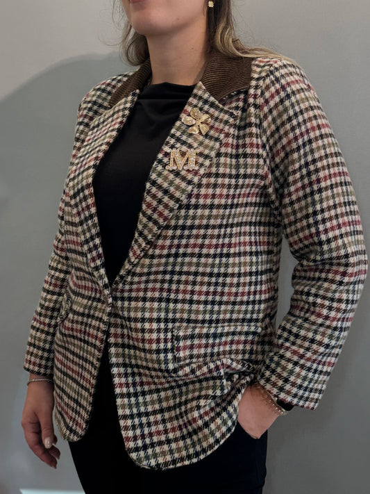 Giacca strutturata pied poule con dettagli