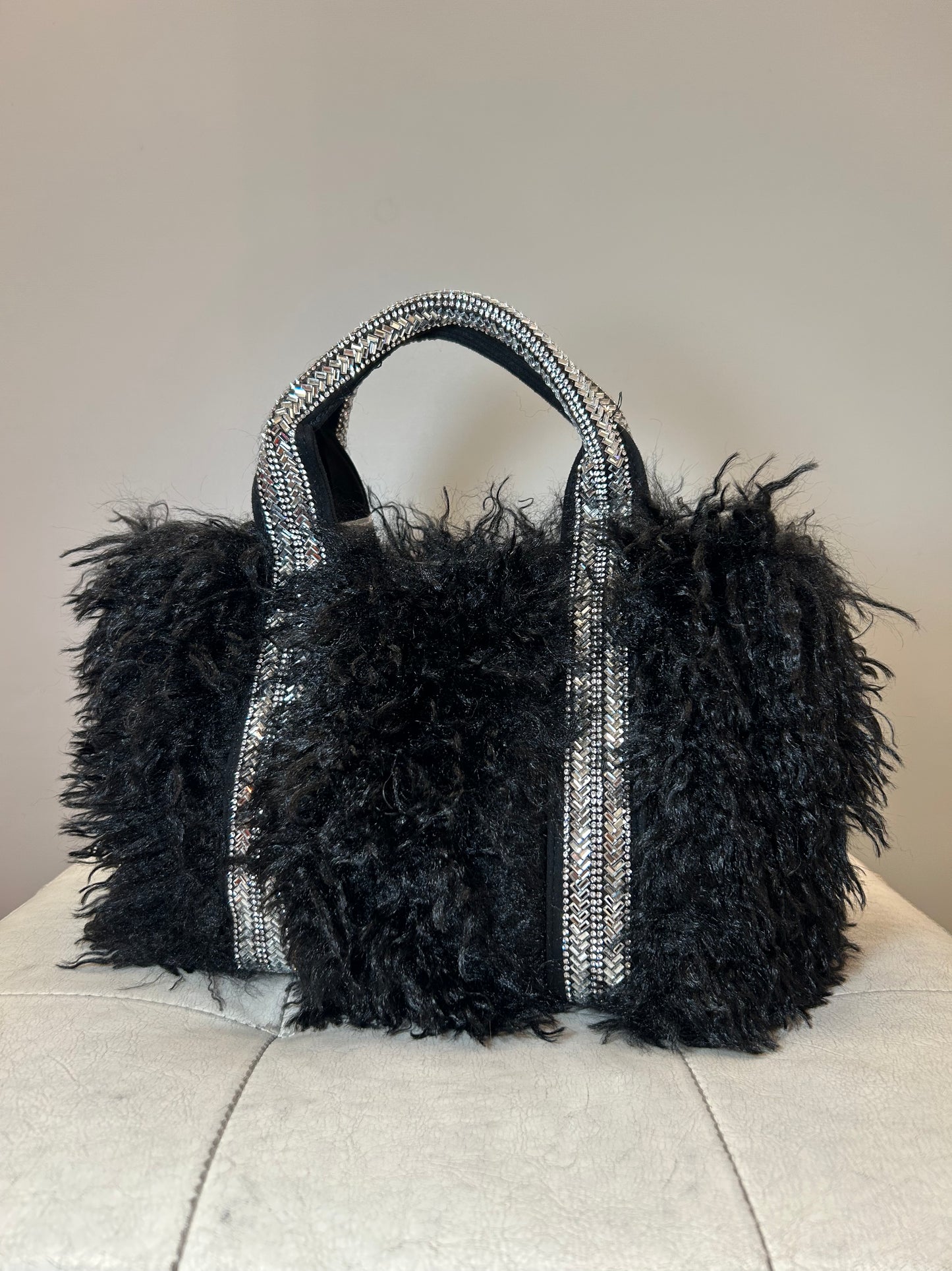 Bauletto SMALL Nero con Pelo e Strass