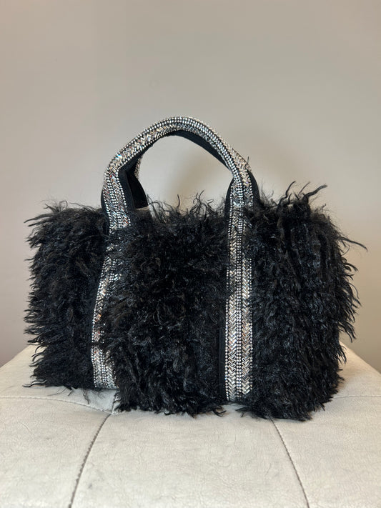 Bauletto SMALL Nero con Pelo e Strass