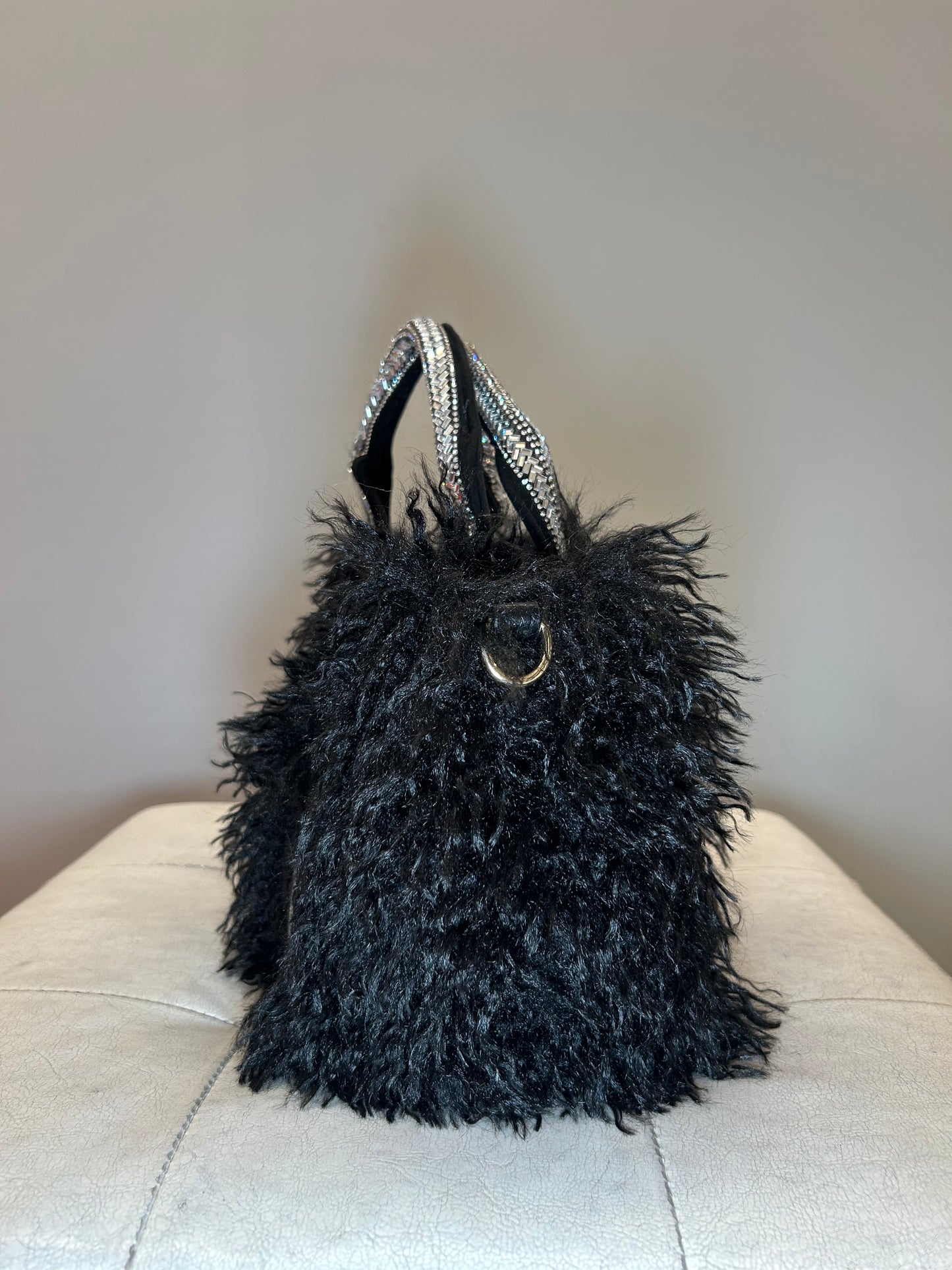 Bauletto SMALL Nero con Pelo e Strass