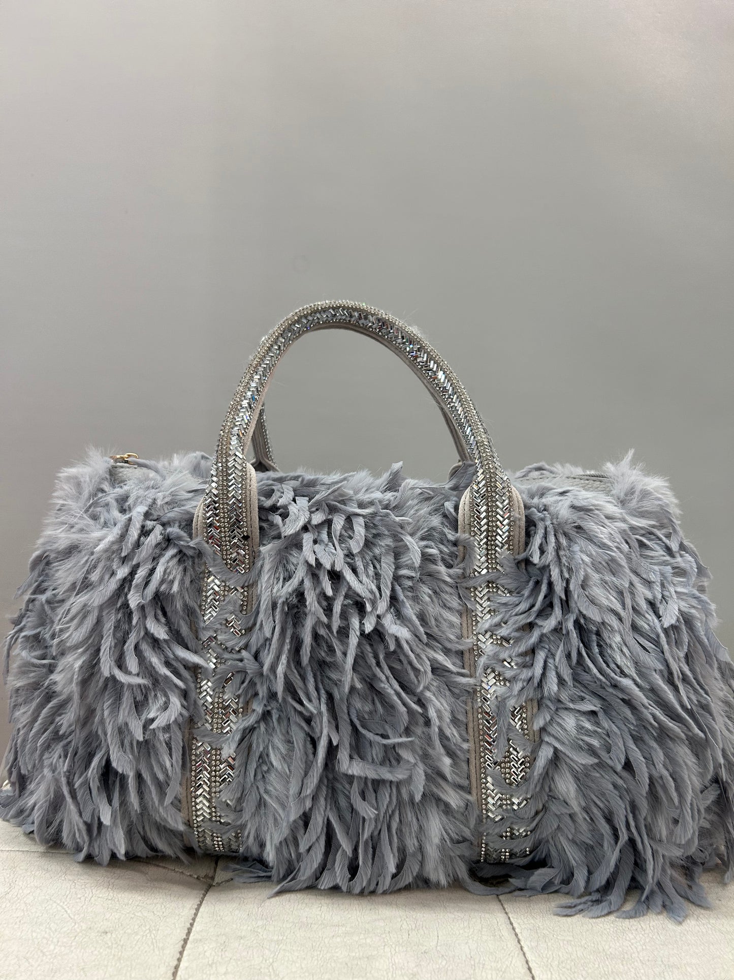 Bauletto MEDIUM Celeste con Pelo