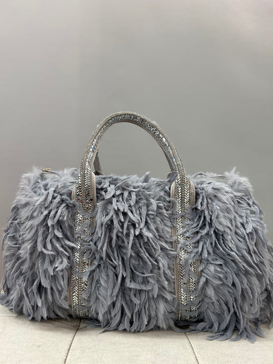 Bauletto MEDIUM Celeste con Pelo