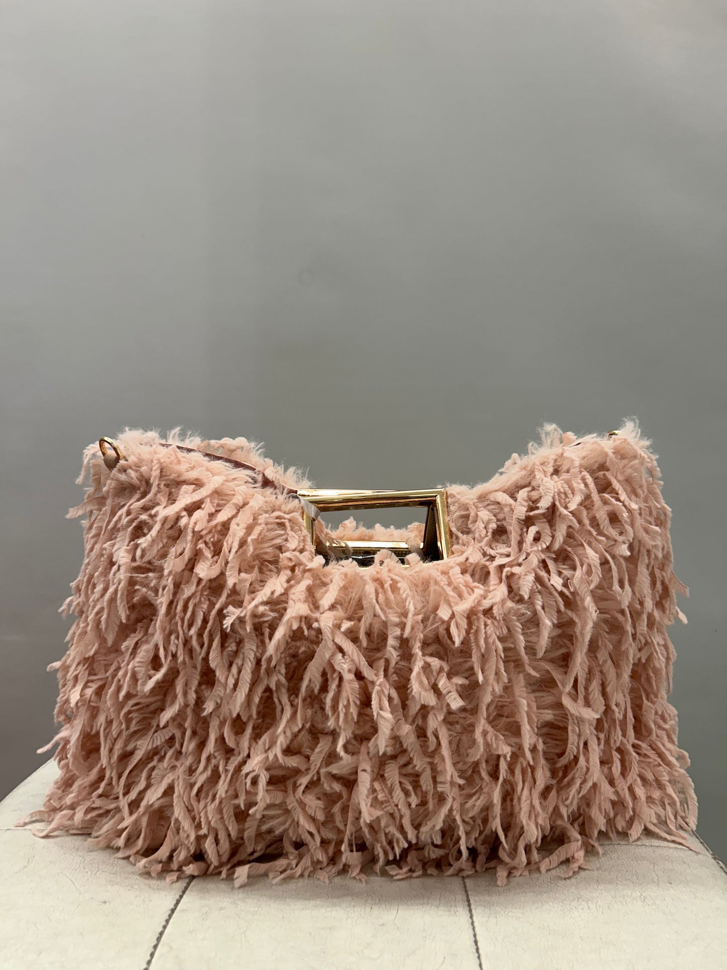 Borsa a mano Rosa con pelo