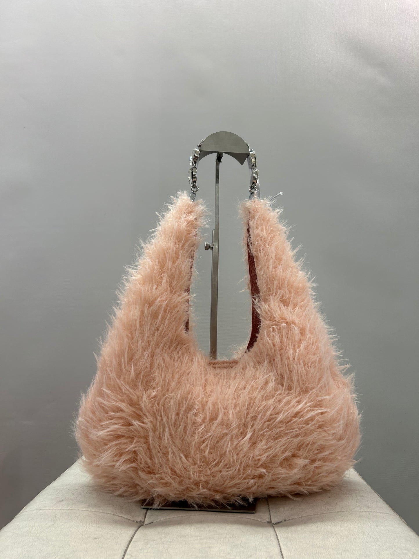 Borsa da spalla Rosa con pelo