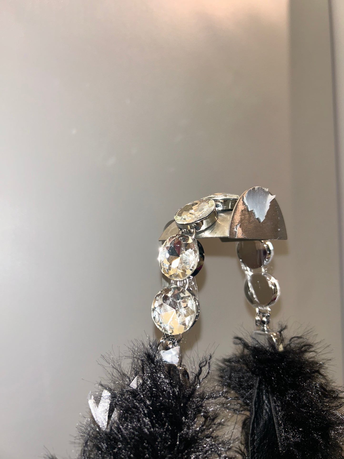 Borsa da spalla Nera con pelo