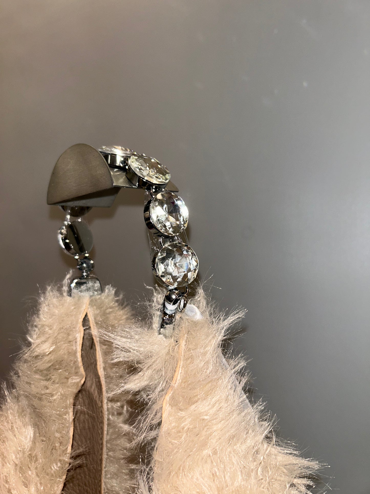 Borsa da spalla Beige con pelo