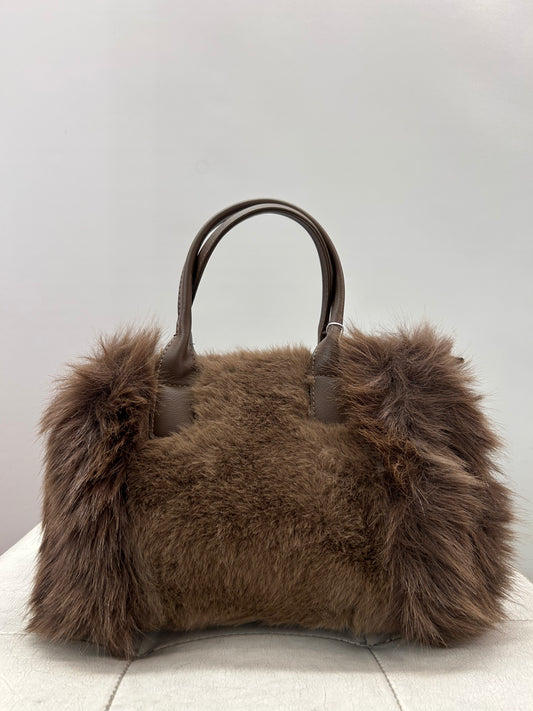 Borsa a mano Marrone SMALL con pelo