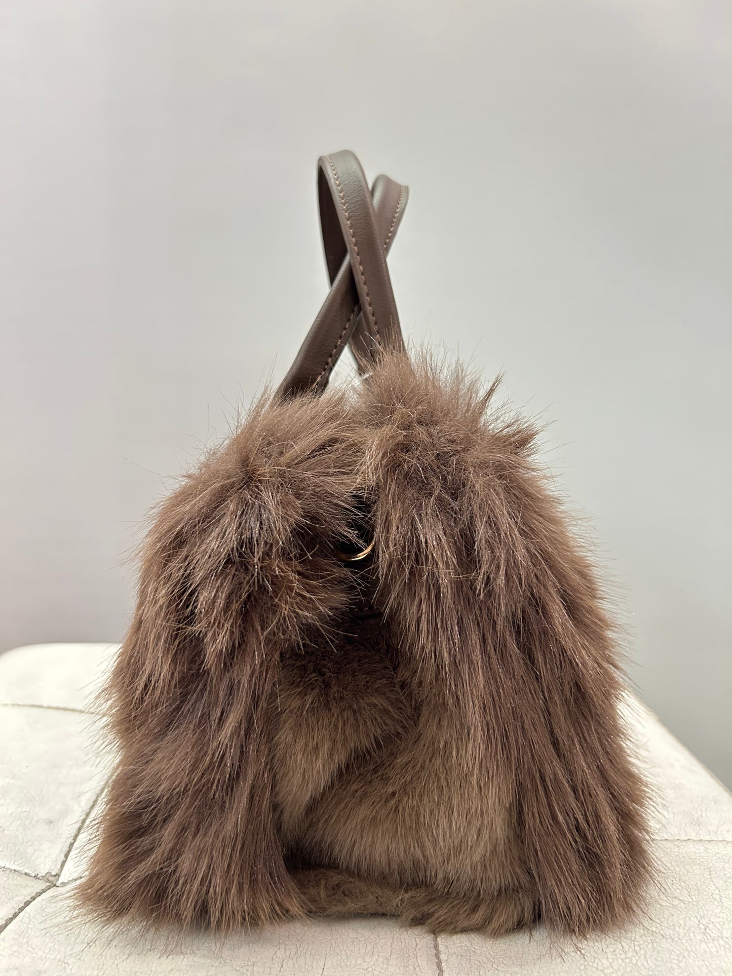 Borsa a mano Marrone SMALL con pelo