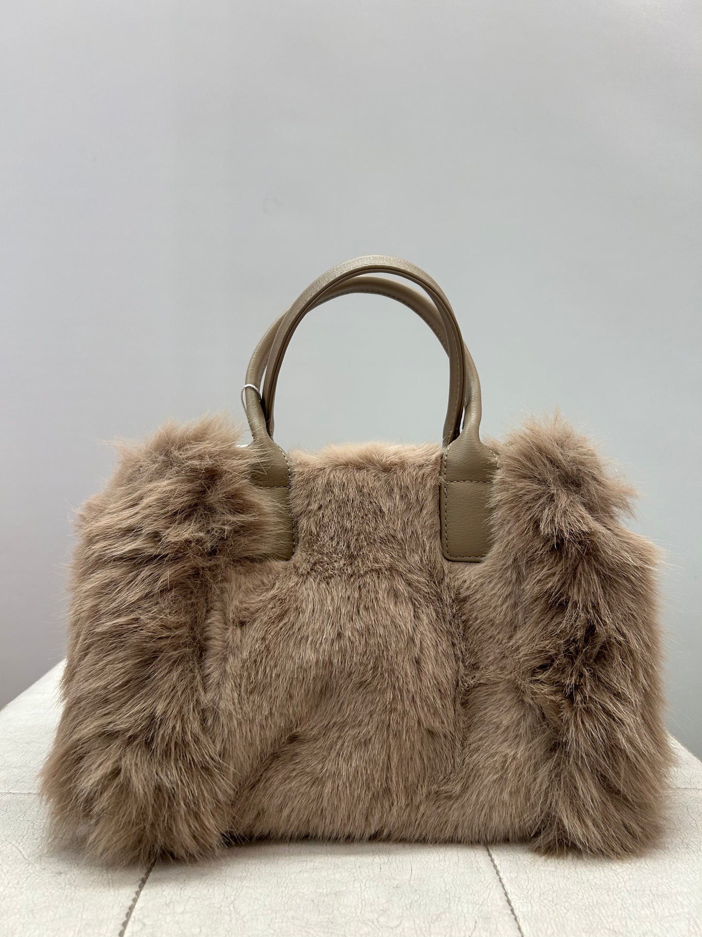 Borsa a mano Beige SMALL con pelo