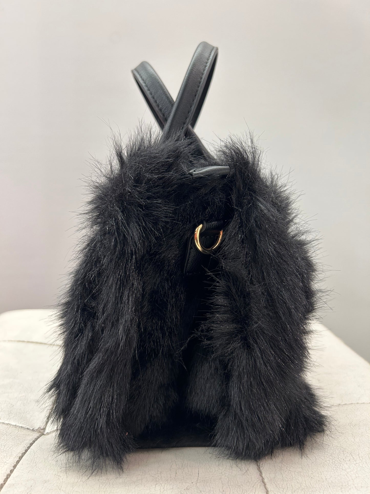 Borsa a mano Nera SMALL con pelo