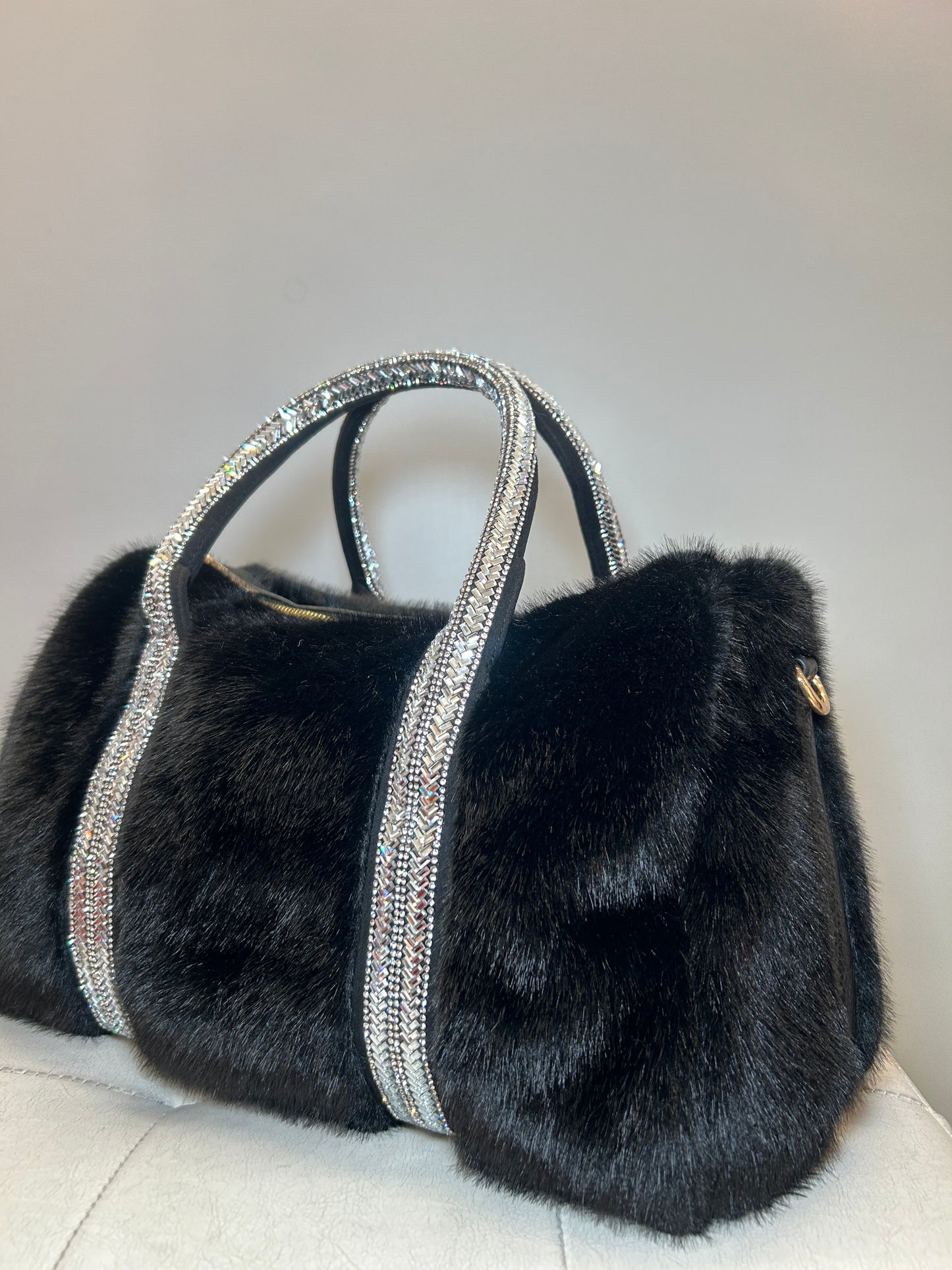 Bauletto Nero LARGE con pelo